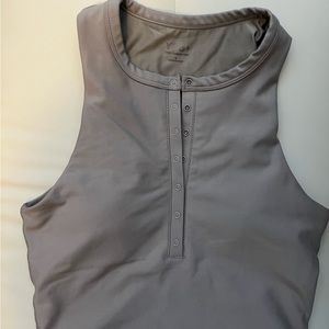 YPB sculptLUX Plunge Henley Slim Tank Oat color